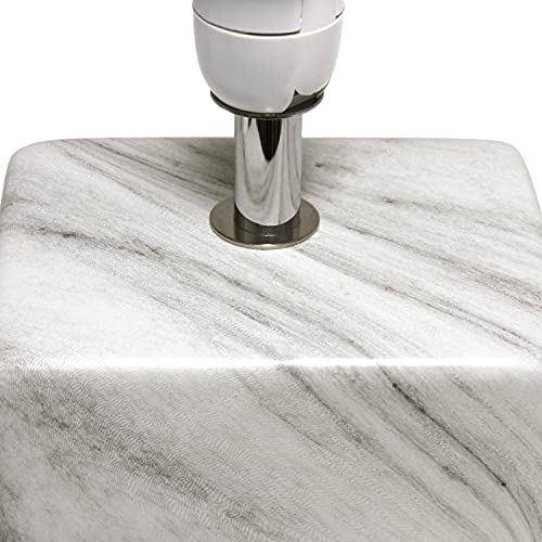 Simple Designs LT2071-WOB Mini Petite White Gray Marbled Ceramic Bedside Table Lamp with Black Shade