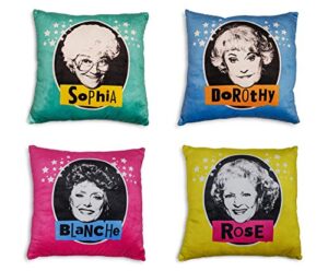 the golden girls 14-inch character throw pillows | set of 4 | decorative square accent pillows for living room set, cushion, couches and sofas, bedroom