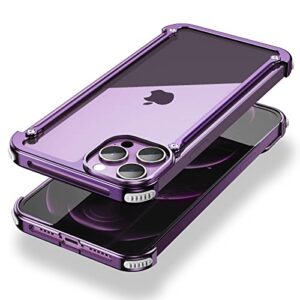 oatsbasf aluminum bumper case compatible with iphone 14 pro max, minimalist style bumpers case for iphone 14 pro max 6.7-inch (purple)