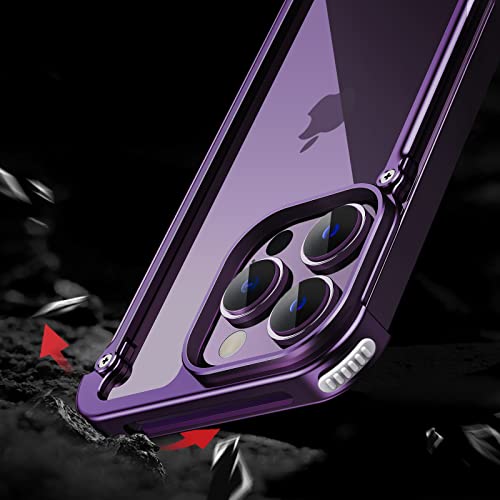 OATSBASF Aluminum Bumper Case Compatible with iPhone 14 Pro Max, Minimalist Style Bumpers Case for iPhone 14 Pro Max 6.7-inch (Purple)