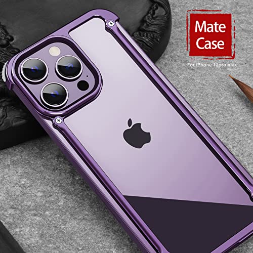 OATSBASF Aluminum Bumper Case Compatible with iPhone 14 Pro Max, Minimalist Style Bumpers Case for iPhone 14 Pro Max 6.7-inch (Purple)