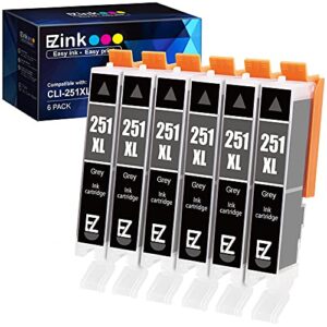 e-z ink (tm compatible ink cartridge replacement for canon cli-251xl cli 251 to use with pixma mx922 ip7220 mg5520 mg5420 ix6820 ip8720 mg7520 mg6320 printer (gray, 6 pack)