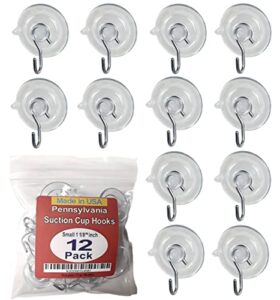 scb-12 pak small 1 1/8-inch pennsylvania heavy duty suction cup hooks for glass windows. signs holiday ornaments suncatchers