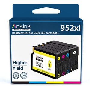 ankink remanufactured 952xl ink cartridges combo pack black color for hp 952 xl hp952xl hp952 for officejet pro 7740 8710 8720 8210 8715 8740 8702 8730 7720 printer (black cyan magenta yellow 4-pack)