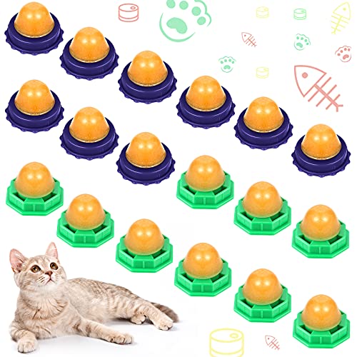 Nuanchu 18 Pieces Cat Candy Ball, Kitten Treats Snacks Edible Ball, Catnip Wall Balls Lickable Sugar Ball, Interactive Sweet Snack Candy Toys for Cat Kitten