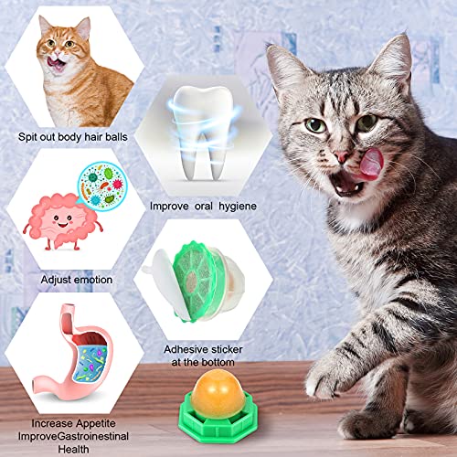 Nuanchu 18 Pieces Cat Candy Ball, Kitten Treats Snacks Edible Ball, Catnip Wall Balls Lickable Sugar Ball, Interactive Sweet Snack Candy Toys for Cat Kitten