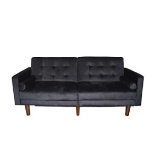 ltt futon sofa bed, futon couch, velvet upholstered modern convertible folding sofa bed dual-purpose multi-functional sofa bed black