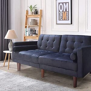 LTT Futon Sofa Bed, Futon Couch, Velvet Upholstered Modern Convertible Folding Sofa Bed Dual-Purpose Multi-Functional Sofa Bed Black