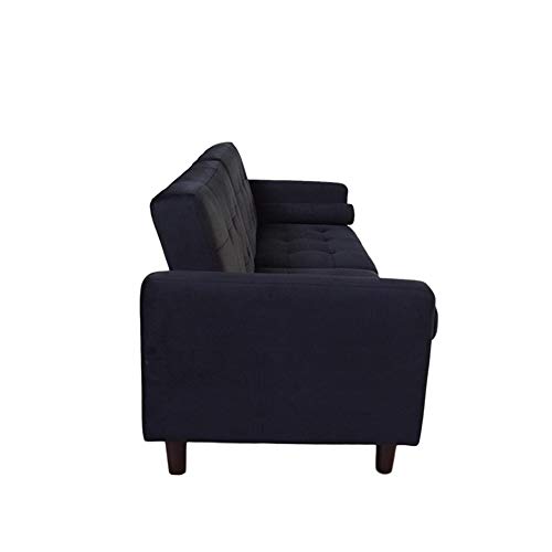 LTT Futon Sofa Bed, Futon Couch, Velvet Upholstered Modern Convertible Folding Sofa Bed Dual-Purpose Multi-Functional Sofa Bed Black