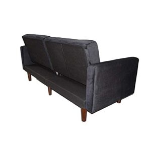 LTT Futon Sofa Bed, Futon Couch, Velvet Upholstered Modern Convertible Folding Sofa Bed Dual-Purpose Multi-Functional Sofa Bed Black