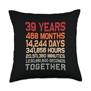 couple 39th anniversary gifts co. retro 39 years together cool 39th couple wedding anniversary throw pillow, 18x18, multicolor