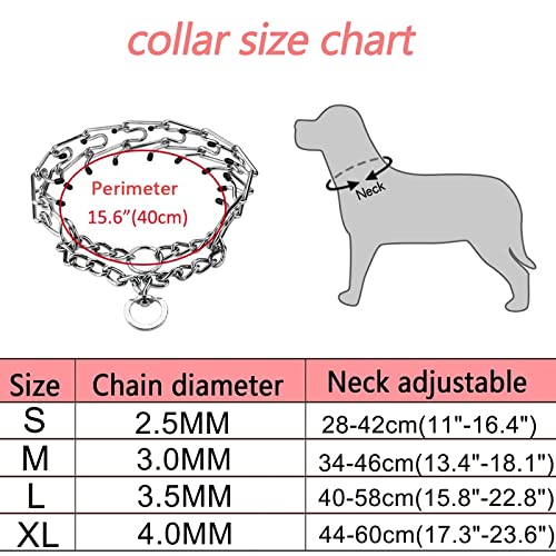 Dog Prong Collar,Choke Collar for Dogs Pinch Training Collar,Detachable Adjustable Choke Collar with Comfort Rubber Tips, Metal Adjustable Large Middle Dog Pet Pinch Collar