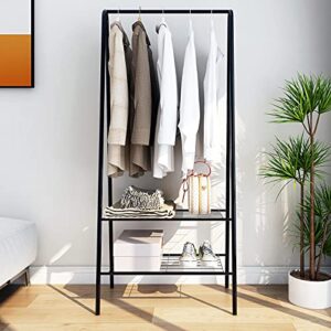 mivnue clothes garment rack with shelves, heavy duty clothing rack for bedroom, metal clothes rack for hanger clothes, small clothes rack black