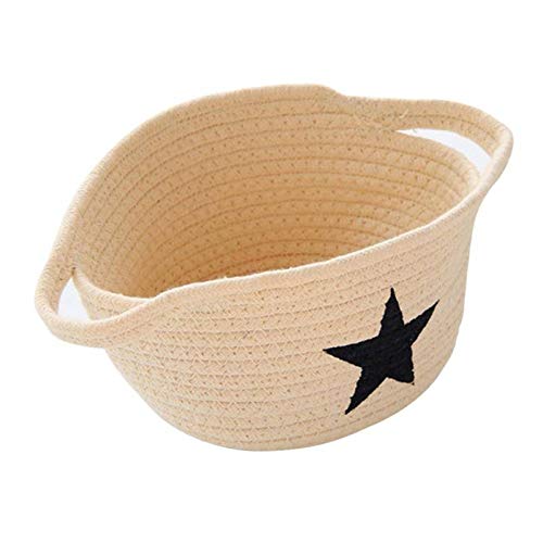 NC Storage Box Cotton Thread Weaving Five Pointed Star Sundries Desktop Cosmetic Book Remote Control Magazine Organizer Basket