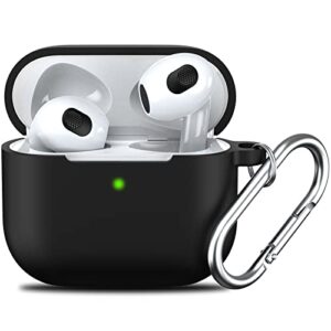 doboli compatible with airpods 3 case cover for airpods 3rd generation 2021 front led visible round shape black