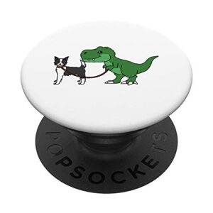 t-rex dinosaur border collie dog popsockets popgrip: swappable grip for phones & tablets