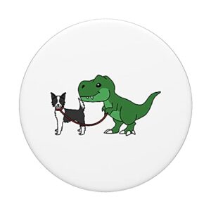 T-Rex Dinosaur Border Collie Dog PopSockets PopGrip: Swappable Grip for Phones & Tablets