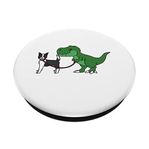 T-Rex Dinosaur Border Collie Dog PopSockets PopGrip: Swappable Grip for Phones & Tablets