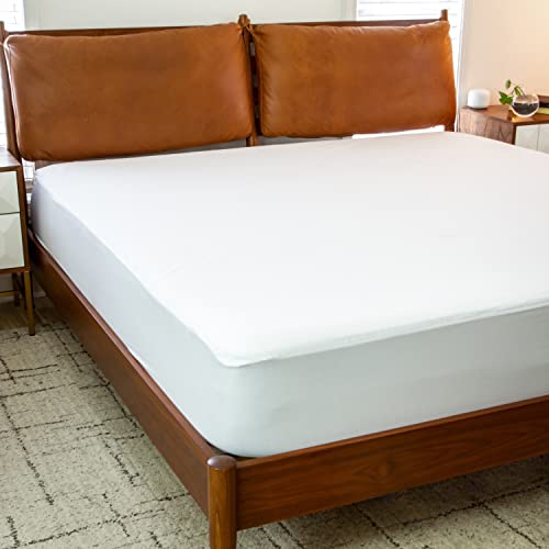 Flash Furniture Capri Comfortable Sleep Premium Fitted Waterproof, Vinyl Free Mattress Protector - Comfortable, Breathable, Quiet, Quilted Fabric Protection - Twin White