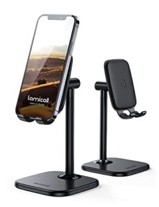 lamicall cell phone stand for desk - adjustable mobile phone holder dock for table, desktop, office, compatible with iphone 13 12 11 x xr pro max 8 7 6 plus, ipad mini, 4-10'' cellphone and tablets