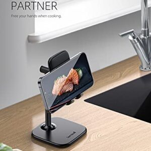 Lamicall Cell Phone Stand for Desk - Adjustable Mobile Phone Holder Dock for Table, Desktop, Office, Compatible with iPhone 13 12 11 X Xr Pro Max 8 7 6 Plus, iPad Mini, 4-10'' Cellphone and Tablets
