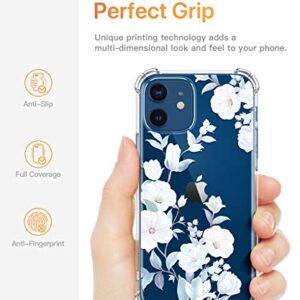GVIEWIN for iPhone 12 Case and iPhone 12 Pro Case, Clear Floral Flexible Soft TPU Shockproof Women Girls Flower Pattern Phone Case, 6.1" 2020(Hibiscus)