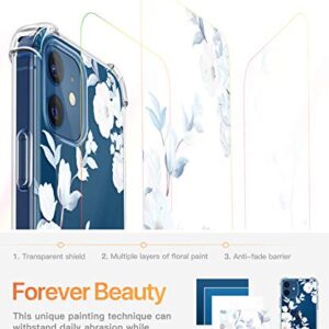 GVIEWIN for iPhone 12 Case and iPhone 12 Pro Case, Clear Floral Flexible Soft TPU Shockproof Women Girls Flower Pattern Phone Case, 6.1" 2020(Hibiscus)