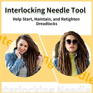 Vodiye Dreadlock Crochet Hook for Hair, 0.5mm 0.75mm Steel Locs Crochet Needle for Hair, Professional Dreadlock Crochet Needle with Bamboo Handle, Dreadlocks Beads Mixed Golden Silver for Braid Craft