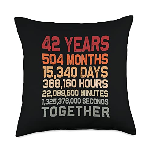 Couple 42nd Anniversary Gifts Co. Retro 42 Years Together Cool 42nd Couple Wedding Anniversary Throw Pillow, 18x18, Multicolor