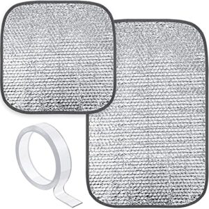 2 pieces rv door window skylight shade sunshield reflective window cover, 25 x 16 inch, 16 x 16 inch, rv insulation car windshield camper rv skylight insulator, with clear double-sided tape (silver)