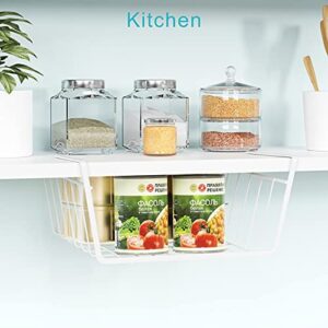 Veckle Small 6 Pack Under Shelf Wire Basket & 4 Pack Stackable Under Cabinet Storage， Bundle