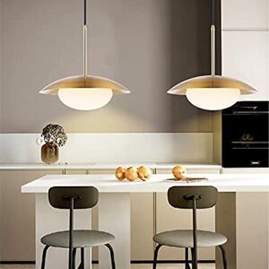 BAODEN Modern Pendant Lighting Set of 2 Industrial Hanging Light Brushed Brass Finished Dome Shades White Globe Glass Lampshade Light Fixture for Kitchen Island, Living Room, Dining Room