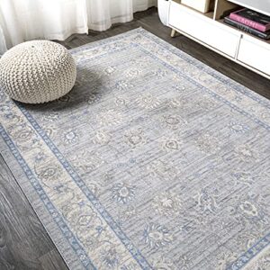 jonathan y mdp101g-8 modern persian vintage moroccan traditional indoor area-rug floral easy-cleaning bedroom kitchen living room, 8 x 10, gray/blue