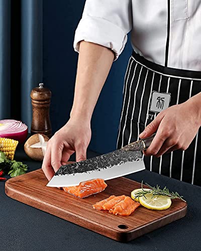 TIVOLI Professional Chef Knife Japanese Gyuto Knife Hand Forged Knife Meat Cleaver Full Tang Butcher Knife for Vegetables Meat Cutting for Kitchen Outdoor Cooking knifes Thanksgiving Christmas Gift