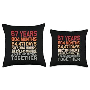 Couple 67th Anniversary Gifts Co. Retro 67 Years Together Cool 67th Couple Wedding Anniversary Throw Pillow, 16x16, Multicolor