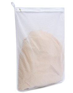 bagail honeycomb laundry bag for delicates, mesh wash bag with premium zipper, blouse, hosiery, underwear, clothing, travel storage organize bag, have hanger loops (white, 1 medium)