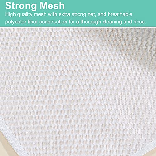 BAGAIL HoneyComb Laundry bag for Delicates, Mesh Wash Bag with Premium Zipper, Blouse, Hosiery, Underwear, Clothing, Travel Storage Organize Bag, Have Hanger Loops (White, 1 Medium)