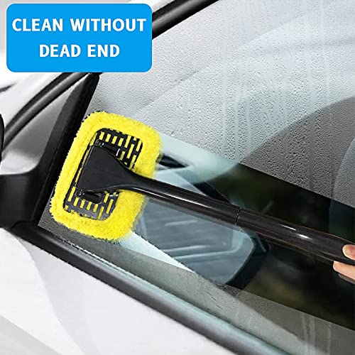 Sonrinss Windshield Cleaning Tool, Car Window Cleaner Auto Glass Cleaner Car Windshield Brush with 2 Washable Reusable Cloth and Spray Bottle for Home & Car Interior Exterior Use