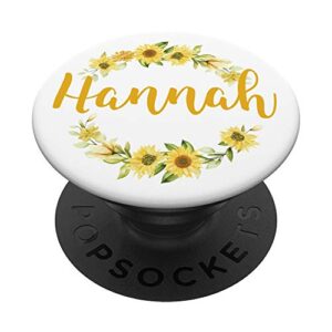 Hannah Personalized Cute Sunflower Girls PopSockets PopGrip: Swappable Grip for Phones & Tablets