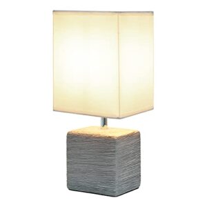 Simple Designs LT2072-GRY Petite Faux Stone Table Lamp with Fabric Shade, Gray with White Shade