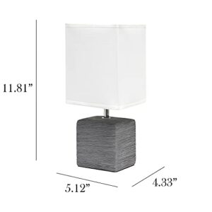 Simple Designs LT2072-GRY Petite Faux Stone Table Lamp with Fabric Shade, Gray with White Shade