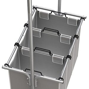 SimpleHouseware 3 Bag Laundry Sorter Rolling Cart w/Garment Rack Hanging Rod, Silver