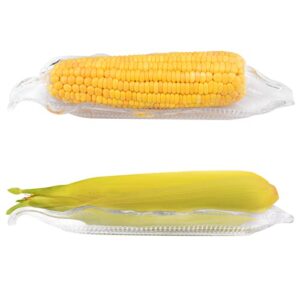 4 pack plastic corn trays transparent corn dishes, corn on the cob plastic tray, corn holders on the cob skewers cob dinnerware (clear)