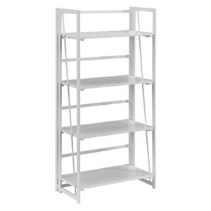 convenience concepts xtra folding 4-tier bookshelf, white/white