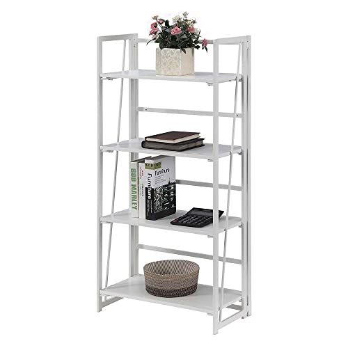 Convenience Concepts Xtra Folding 4-Tier Bookshelf, White/White