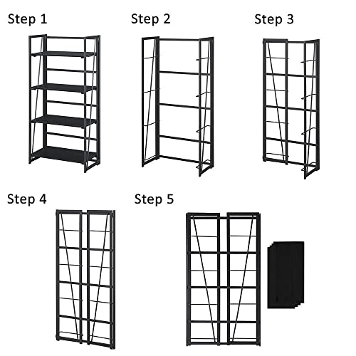 Convenience Concepts Xtra Folding 4-Tier Bookshelf, White/White