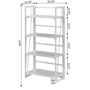 Convenience Concepts Xtra Folding 4-Tier Bookshelf, White/White