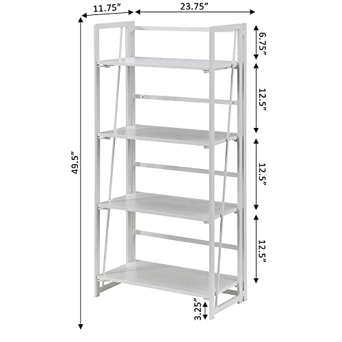 Convenience Concepts Xtra Folding 4-Tier Bookshelf, White/White