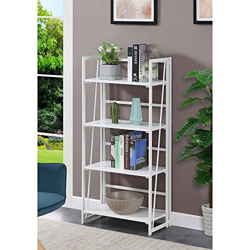 Convenience Concepts Xtra Folding 4-Tier Bookshelf, White/White