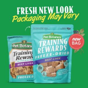 Pet Botanics Freeze Dried Training Rewards Puppy and Dog Treats, Made in The USA, Low Calorie Single Ingredient, Grain Free Beef Liver, 6 oz.